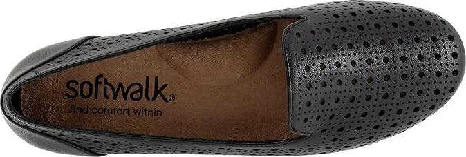 SoftWalk Shelby Perf Women's Flat Shoes Black : 7 W (D), Leather - Image 2