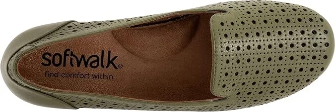 SoftWalk Shelby Perf Women's Flat Shoes Dark Olive : 7 W (D), Leather - Image 2