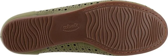 SoftWalk Shelby Perf Women's Flat Shoes Dark Olive : 7 W (D), Leather - Image 3