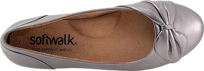 SoftWalk Sofia Women's Flat Shoes Pewter : 9 M (B), Leather - Image 2
