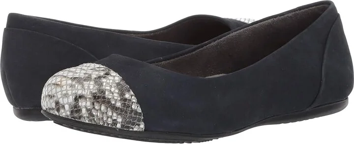 SoftWalk Sonoma Cap Toe Women's Flat Shoes Navy : 10 N (AA), Leather