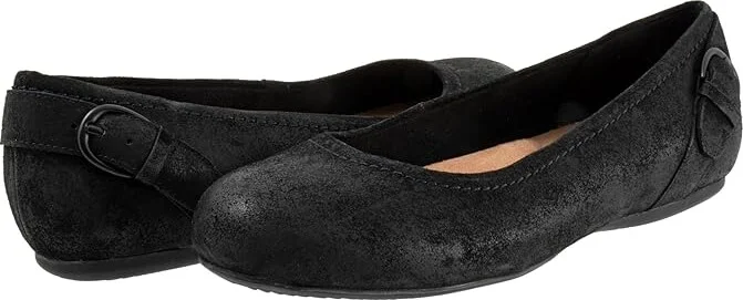 SoftWalk Sydney Women's Flat Shoes Black Suede : 5.5 M (B), Leather/Polyester/Rubber
