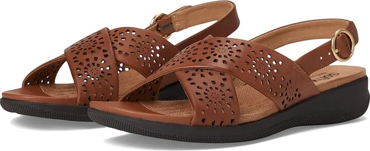 SoftWalk Tillman Sling Perf Women's Sandals Luggage : 12 M (B), Leather/Rubber