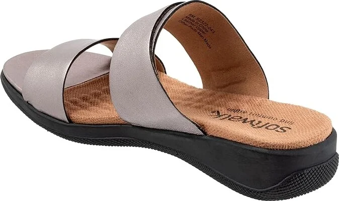 SoftWalk Toki Women's Sandals Pewter Metallic : 6.5 W (D), Leather - Image 4