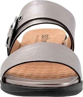 SoftWalk Toki Women's Sandals Pewter Metallic : 6.5 W (D), Leather - Image 5