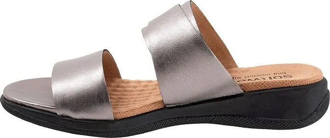 SoftWalk Toki Women's Sandals Pewter Metallic : 6.5 W (D), Leather - Image 6