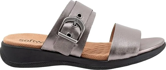 SoftWalk Toki Women's Sandals Pewter Metallic : 6.5 W (D), Leather - Image 7