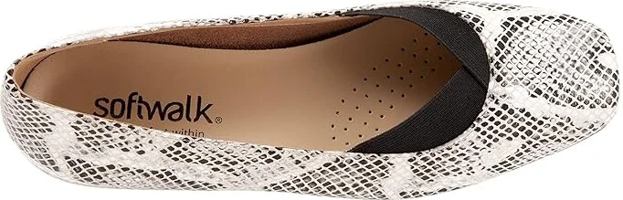 SoftWalk Vianna Women's Shoes Black/White Snake : 8.5 M (B), Leather - Image 2