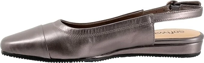 SoftWalk Vittoria Women's Flat Shoes Pewter Metal : 6.5 WW (EE), Leather - Image 5