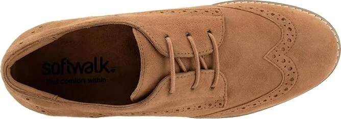 SoftWalk Willet Women's Flat Shoes Camel Nubuck : 10 WW (EE), Leather - Image 2