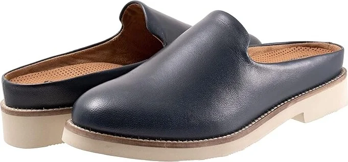 SoftWalk Wolcott II Women's Flat Shoes Navy : 6 W (D), Leather/Synthetic
