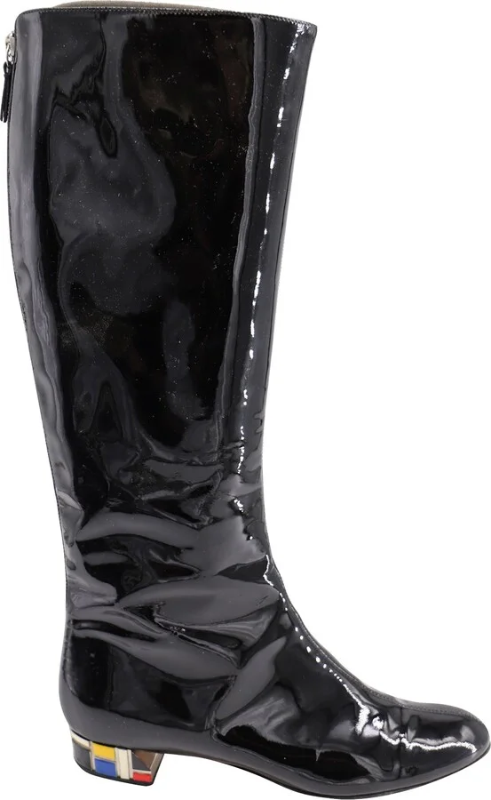 Softylux Knee Boots in Black Patent Leather