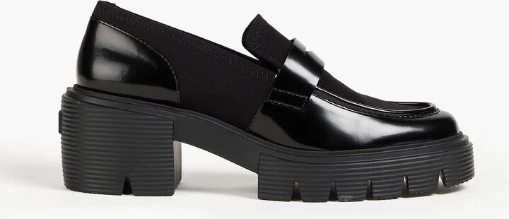 Soho gabardine and glossed-leather loafers