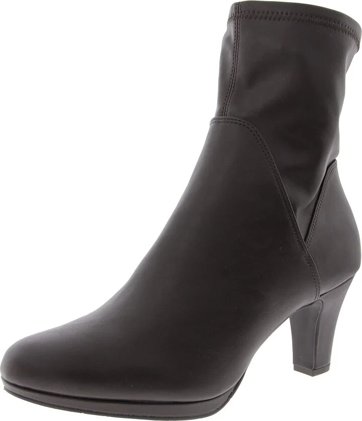 SOLANA Womens Block Heel Manmade Ankle Boots
