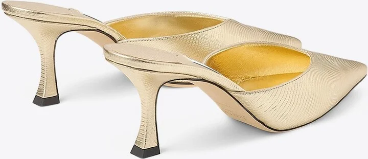 Solar 70 Mules in Metallic Lizard Print Leather - Image 2