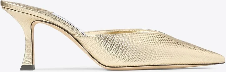 Solar 70 Mules in Metallic Lizard Print Leather