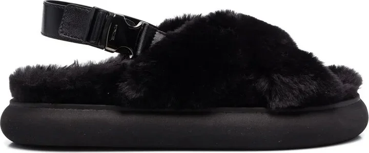 Solarisse faux-fur flat sandals