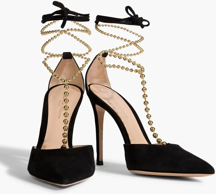 Soleil d'Orsay bead-embellished suede pumps - Image 2