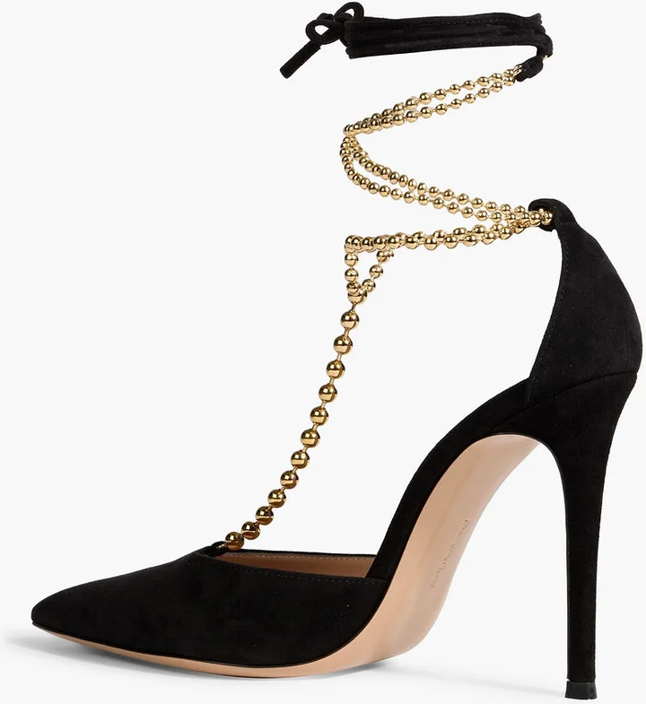 Soleil d'Orsay bead-embellished suede pumps - Image 3