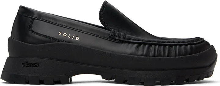 Solid Homme Black Leather Loafers