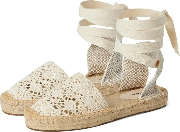 Soludos Crochet Lauren Lace-up Women's Wedge Shoes La Concha Ivory : EU 37 (US Women's 6-6.5) B - Medium