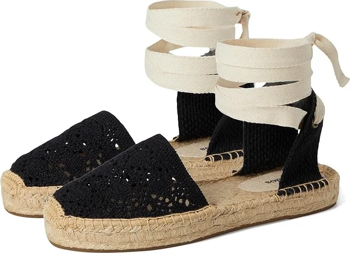 Soludos Crochet Lauren Lace-up Women's Wedge Shoes Noche Black : EU 37 (US Women's 6-6.5) B - Medium