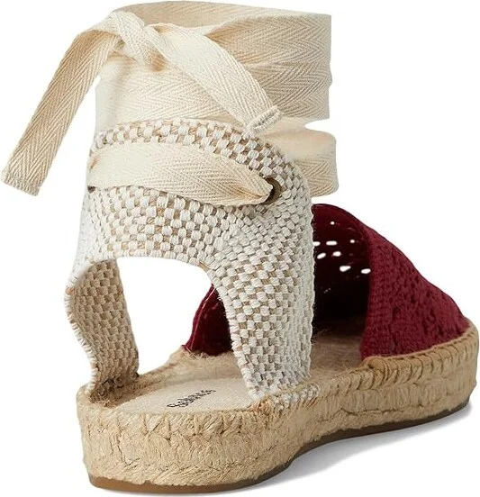 Soludos Crochet Lauren Lace-up Women's Wedge Shoes Reef Red : EU 37 (US Women's 6-6.5) B - Medium - Image 4