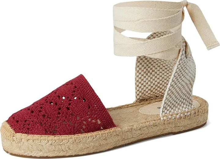 Soludos Crochet Lauren Lace-up Women's Wedge Shoes Reef Red : EU 37 (US Women's 6-6.5) B - Medium - Image 5