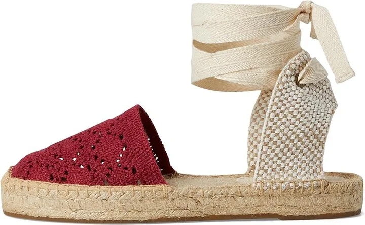 Soludos Crochet Lauren Lace-up Women's Wedge Shoes Reef Red : EU 37 (US Women's 6-6.5) B - Medium - Image 6