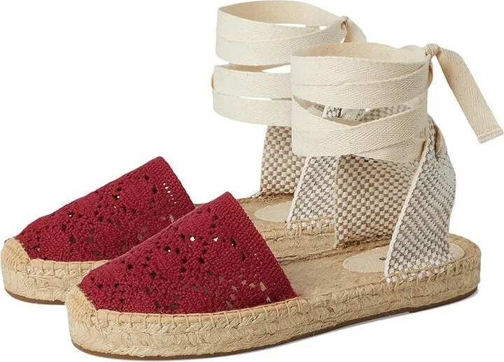 Soludos Crochet Lauren Lace-up Women's Wedge Shoes Reef Red : EU 37 (US Women's 6-6.5) B - Medium