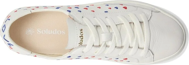 Soludos Ibiza Sneaker Women's Shoes Hearts/Oasis White : 5 B - Medium, Leather/Rubber - Image 2