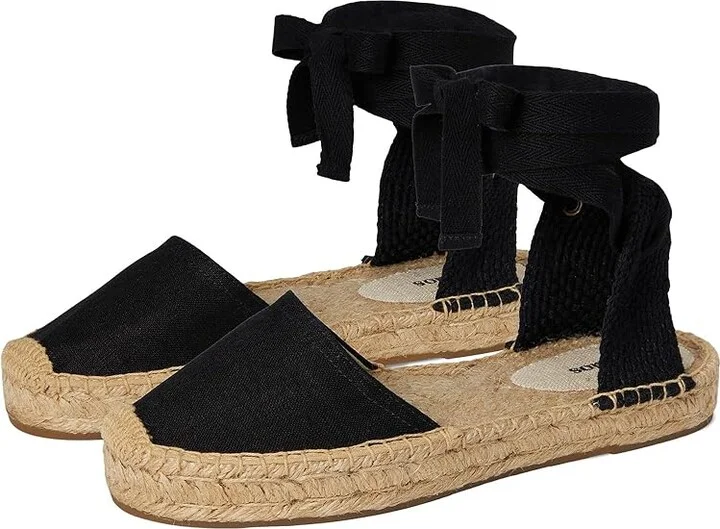 Soludos Lauren Lace Up Espadrille Women's Sandals Noche Black : 7 B - Medium, Jute/Rubber
