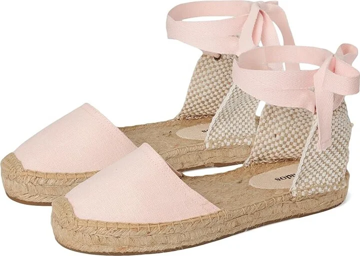 Soludos Lauren Lace Up Espadrille Women's Sandals Quartz Pink : 7 B - Medium, Jute/Rubber