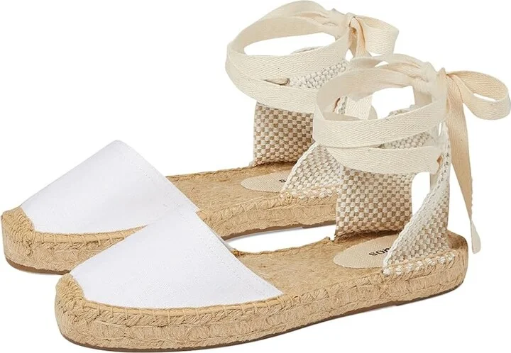 Soludos Lauren Lace Up Espadrille Women's Sandals White : 9 B - Medium, Jute/Rubber