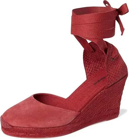 Soludos Leather Marseille Wedge Women's Wedge Shoes Arcilla Red : 9 B - Medium, Suede - Image 5