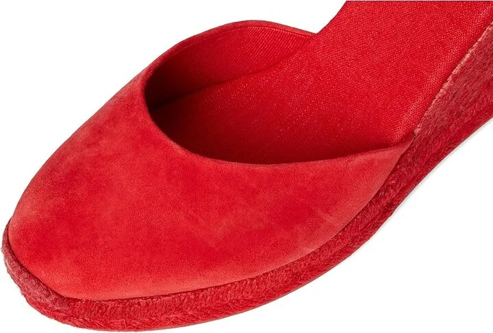 Soludos Leather Marseille Wedge Women's Wedge Shoes Flamenco Red : 5 B - Medium, Suede - Image 2