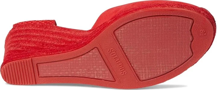 Soludos Leather Marseille Wedge Women's Wedge Shoes Flamenco Red : 5 B - Medium, Suede - Image 3