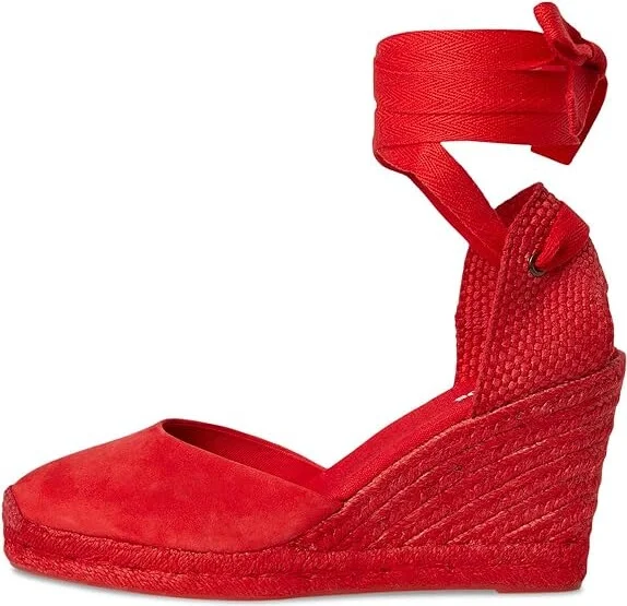 Soludos Leather Marseille Wedge Women's Wedge Shoes Flamenco Red : 5 B - Medium, Suede - Image 5
