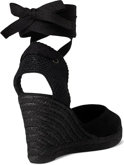 Soludos Leather Marseille Wedge Women's Wedge Shoes Noche Black : 5 B - Medium, Suede - Image 4