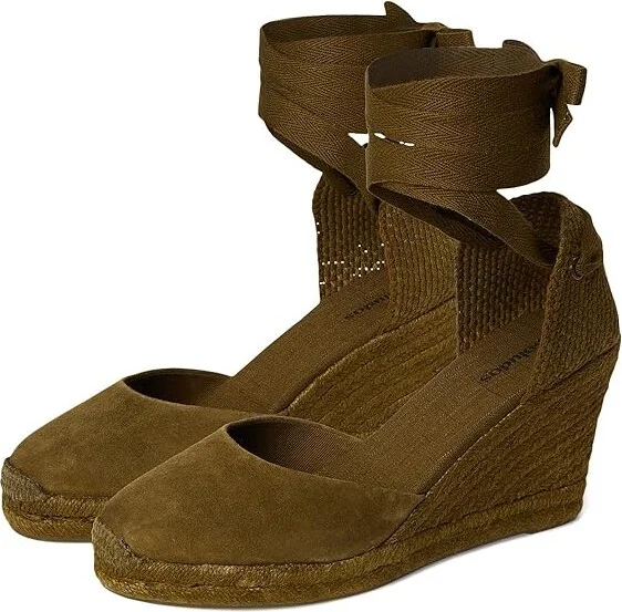 Soludos Leather Marseille Wedge Women's Wedge Shoes Oliva Green : 9 B - Medium, Suede