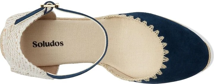 Soludos Marseille Wedge Espadrille Women's Sandals Armada Blue : 9.5 B - Medium, Suede - Image 2