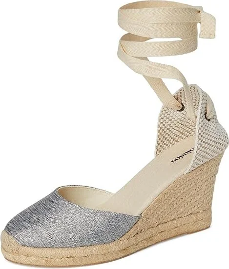 Soludos Marseille Wedge Espadrille Women's Sandals Silver : 7.5 B - Medium, Rubber/Synthetic - Image 5