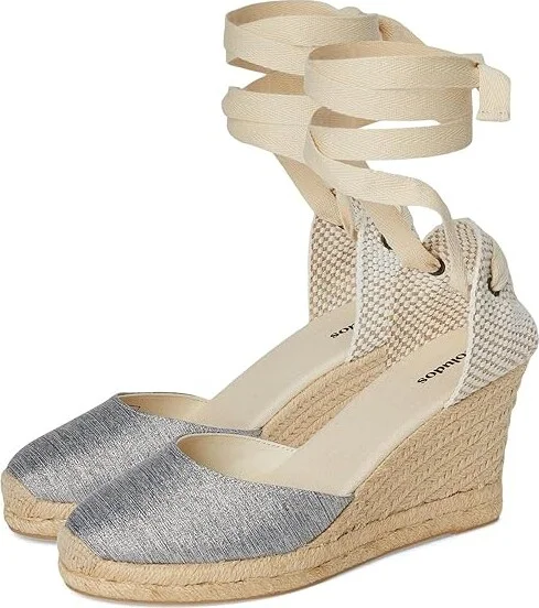 Soludos Marseille Wedge Espadrille Women's Sandals Silver : 7.5 B - Medium, Rubber/Synthetic
