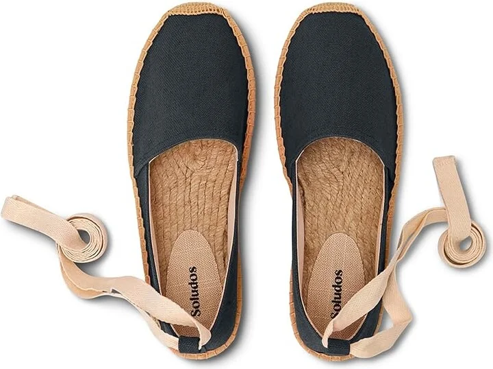Soludos Original Lace-Up Espadrille Women's Flat Shoes Noche Black : 5 B - Medium, Cotton - Image 2