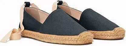 Soludos Original Lace-Up Espadrille Women's Flat Shoes Noche Black : 5 B - Medium, Cotton - Image 3