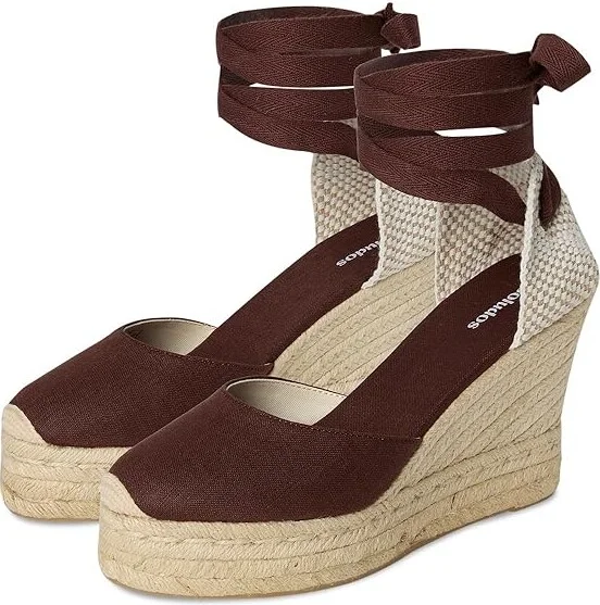 Soludos Platform Wedge Espadrille Women's Sandals Castano Brown : 8 B - Medium, Rubber/Synthetic