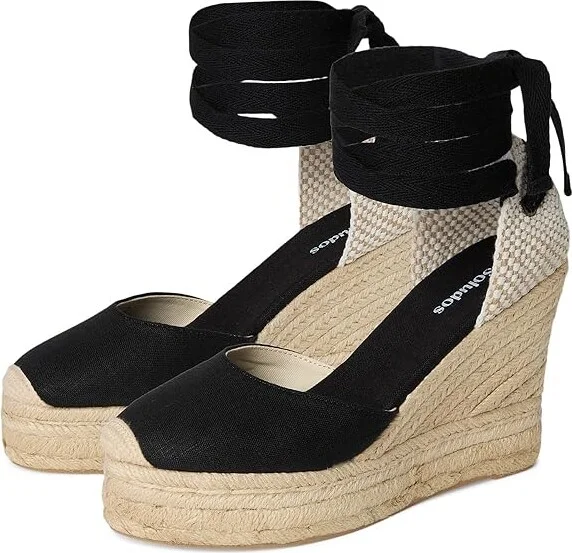 Soludos Platform Wedge Espadrille Women's Sandals Noche Black : 9.5 B - Medium, Rubber/Synthetic