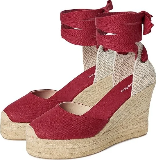 Soludos Platform Wedge Espadrille Women's Sandals Reef Red : 7 B - Medium, Rubber/Synthetic
