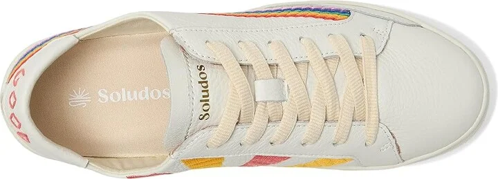 Soludos Rainbow Wave Sneaker Women's Shoes White : 5 B - Medium, Leather - Image 2