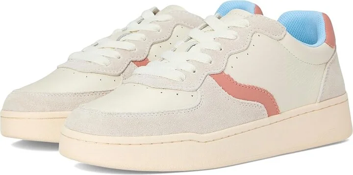 Soludos Roma Sneaker Women's Shoes White / Pink / Light Blue : 5 B - Medium, Leather